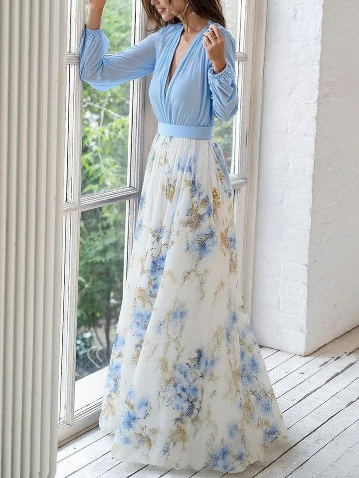 Madeleine | Stunning Floral Print V-Neck Maxi Dress