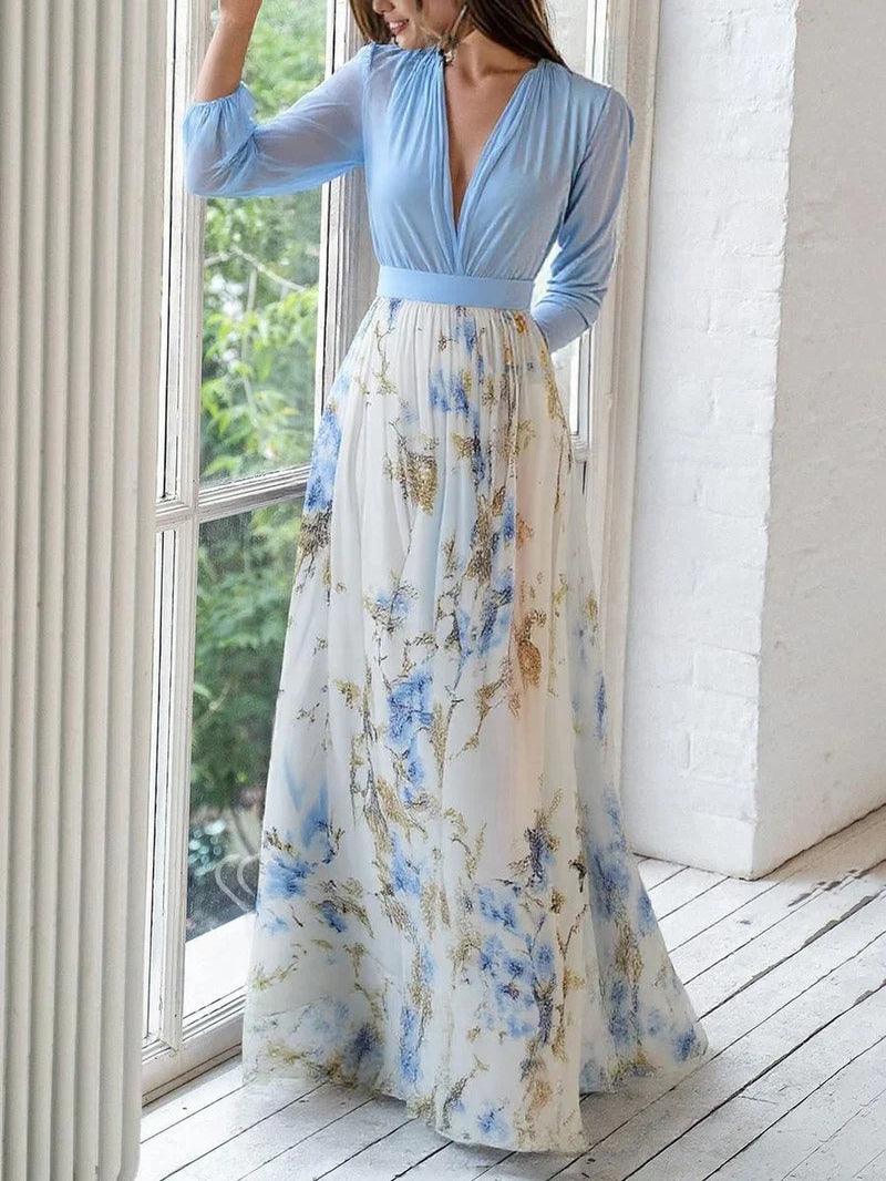 Madeleine | Stunning Floral Print V-Neck Maxi Dress