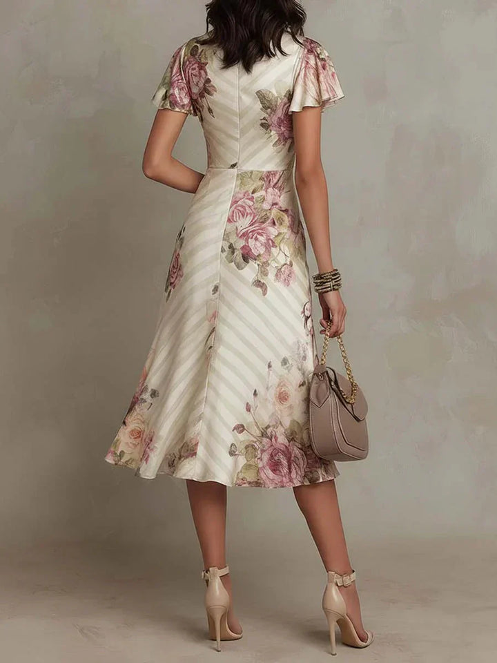 Alba™ | Elegant Midi dress in retro style with floral pattern