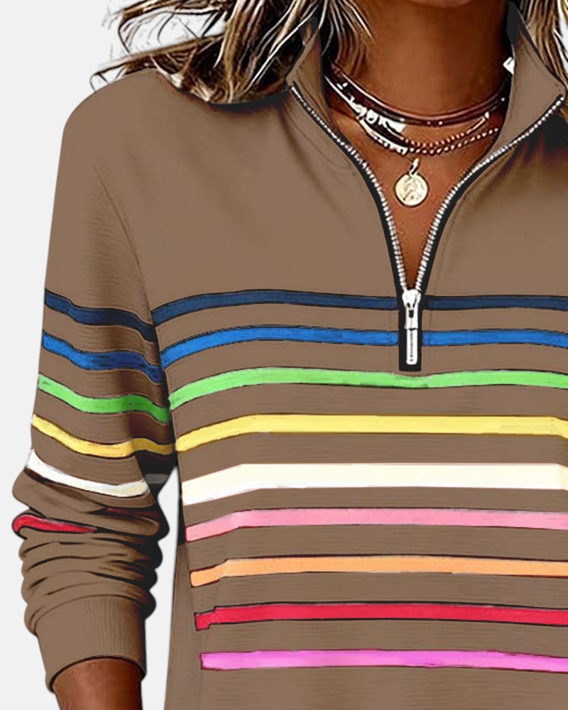 AMY | Striped Half-Zip Pullover