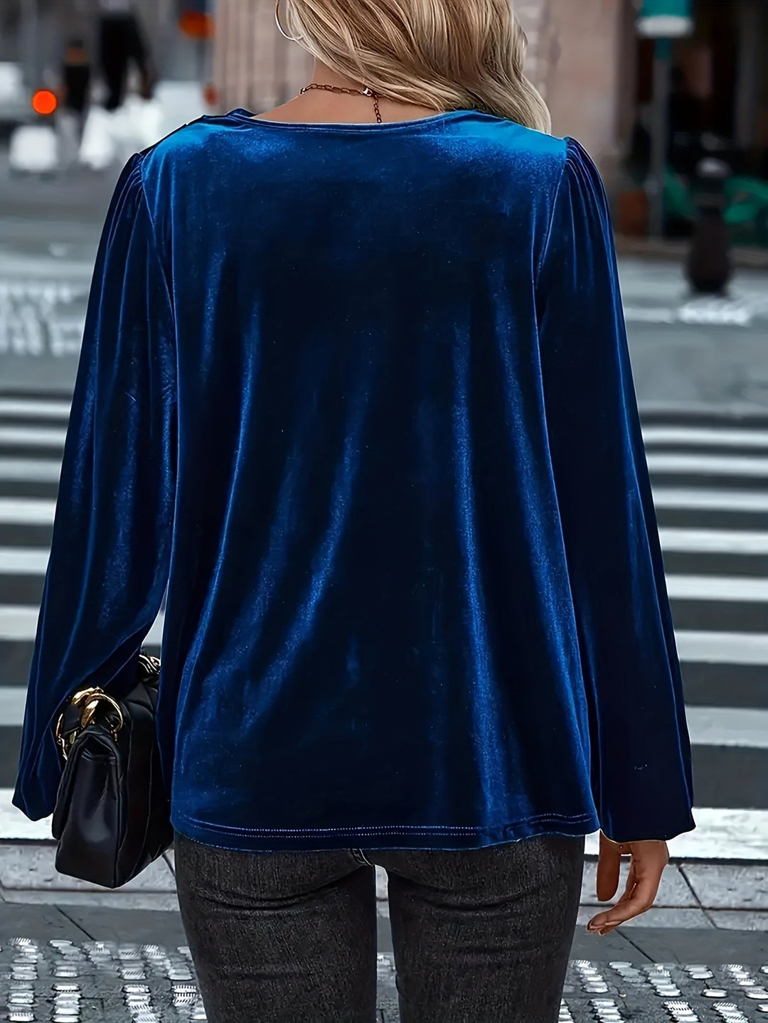ADDISON | Luxe Velvet Drape-Neck Blouse
