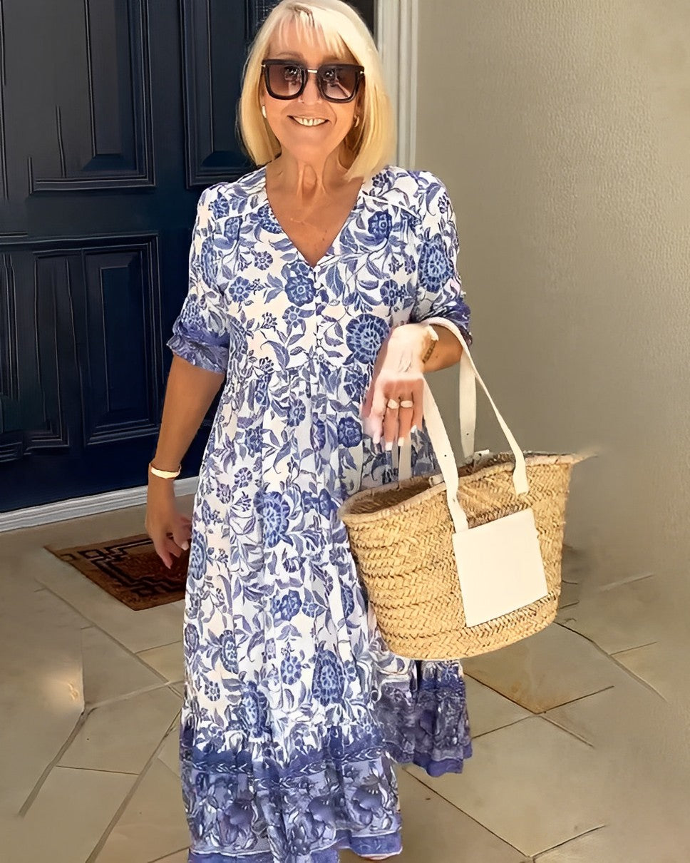 Thalia | Graceful V-Neck Floral Dress