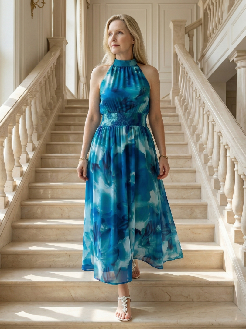 SYLLIN | Gathered Halter Midi Dress