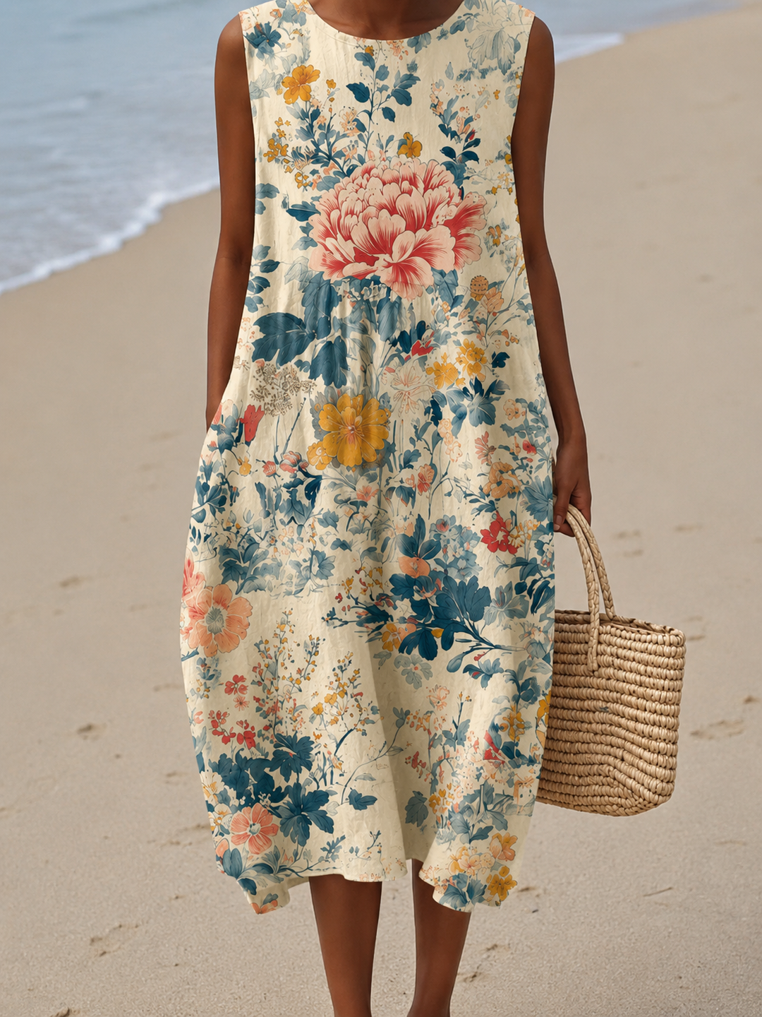 Claire - Women's Sleeveless Printed Midi Casual Dress