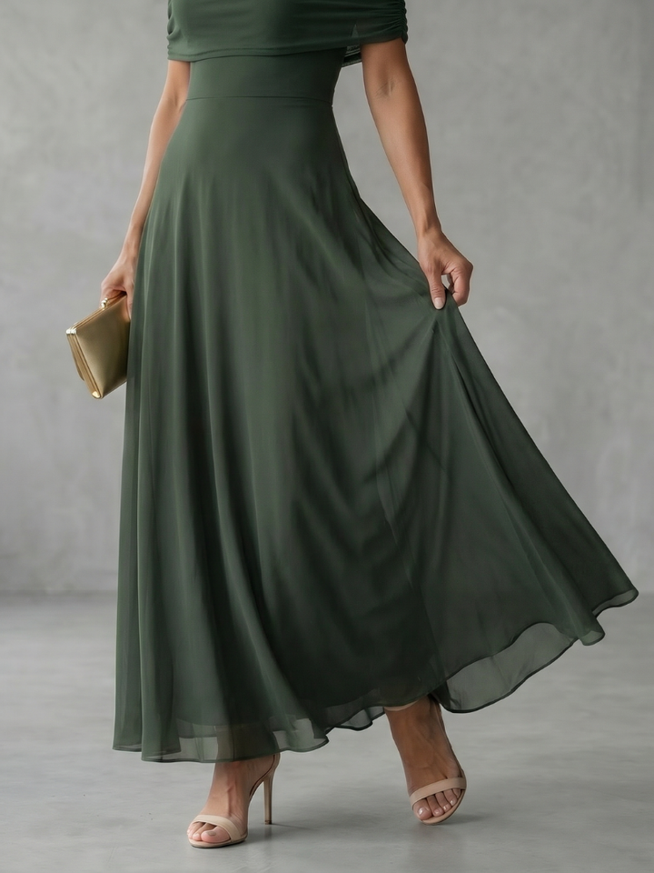 Bellthorne | Off Shoulder Draped Midi Dress