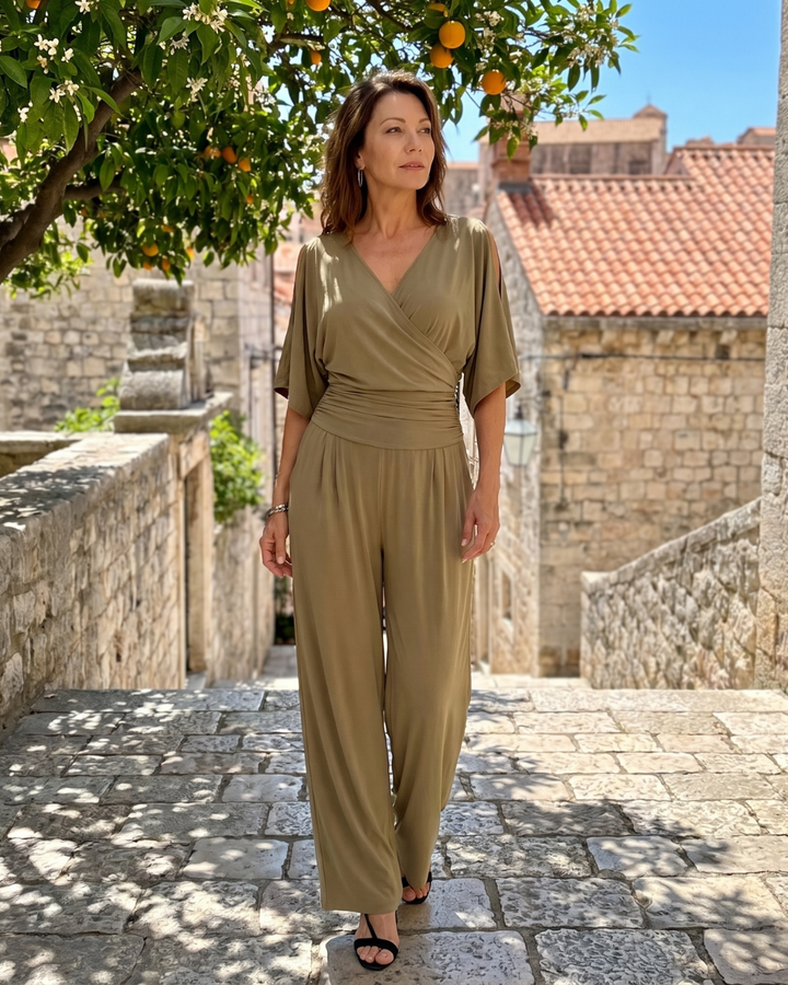 Diana | Cold Shoulder Wrap Waist Relaxed Jumpsuit