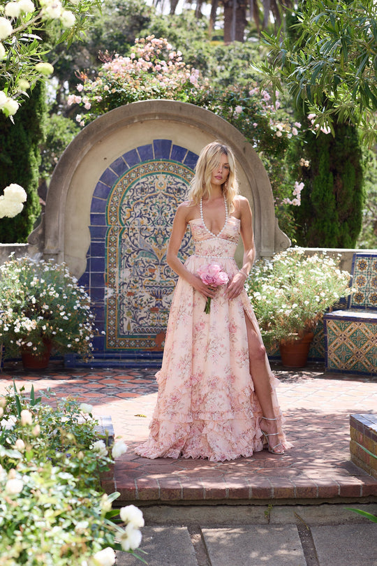 VANESSA | Dress in Peach Tapestry