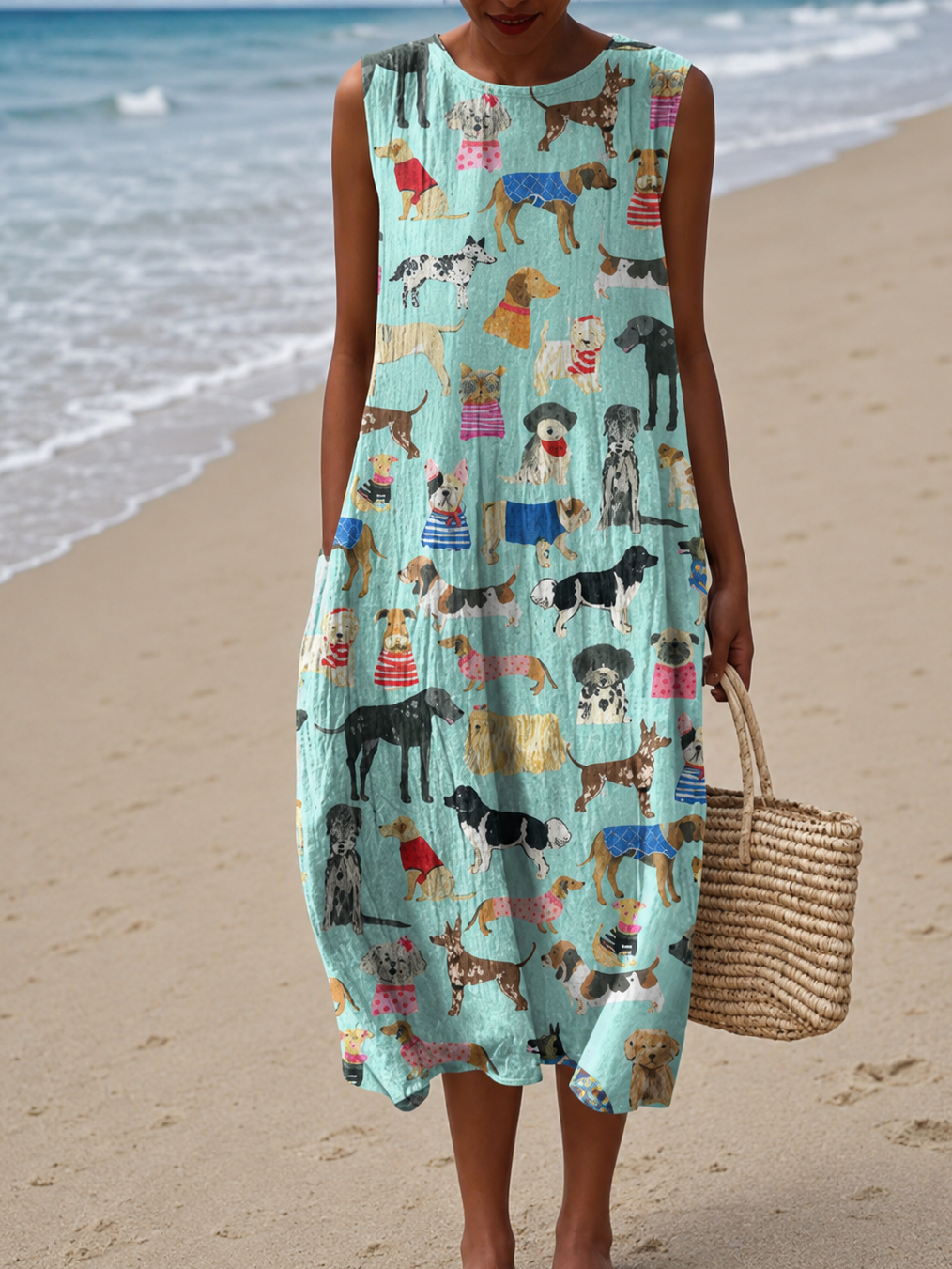 Lily - Women's Sleeveless Printed Midi Casual Dress
