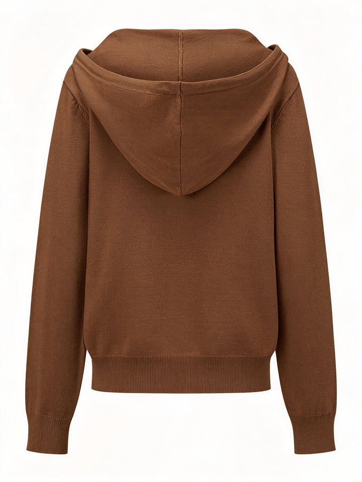 Camilla | Cappuccino Hooded Cardigan with Buttons