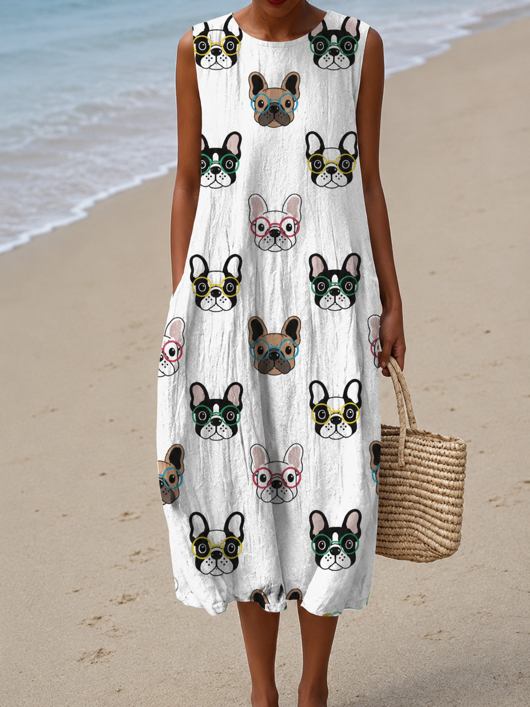 Brooklyn - Women's Sleeveless Printed Midi Casual Dress