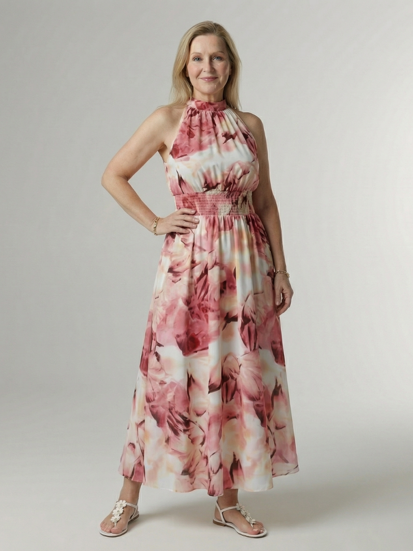 SYLLIN | Gathered Halter Midi Dress