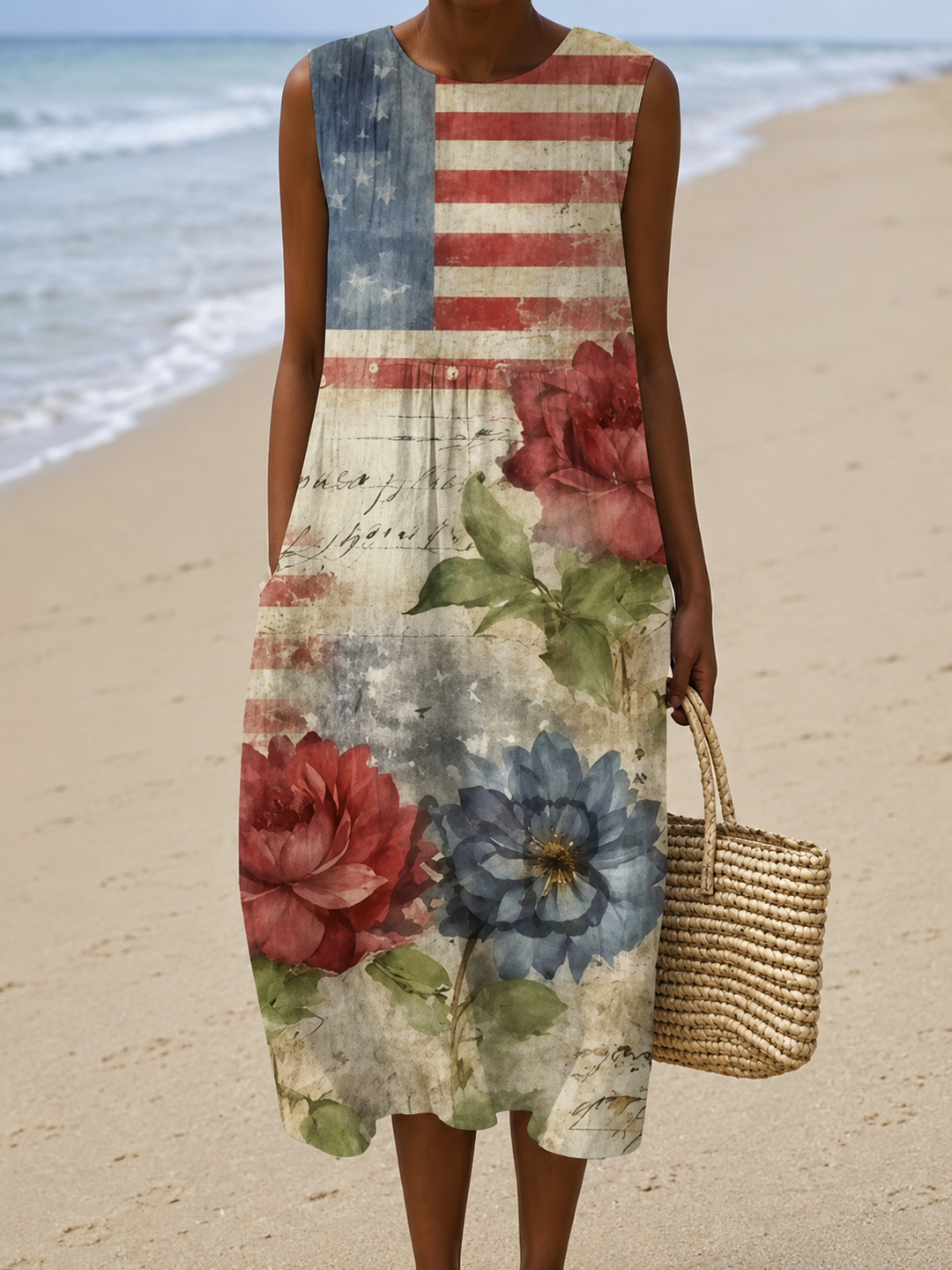 Eleanor - Women's Sleeveless Printed Midi Casual Dress