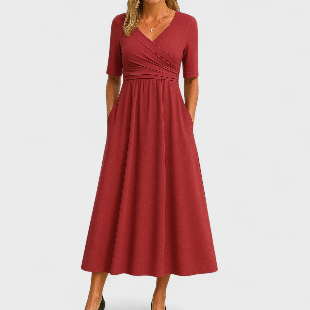 Vivian | Elegant Midi Dress with Pockets
