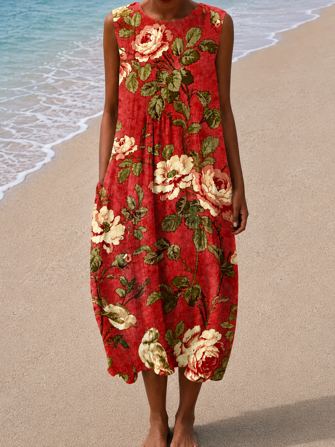 Grace - Women’s Sleeveless Relaxed Fit Midi Dress