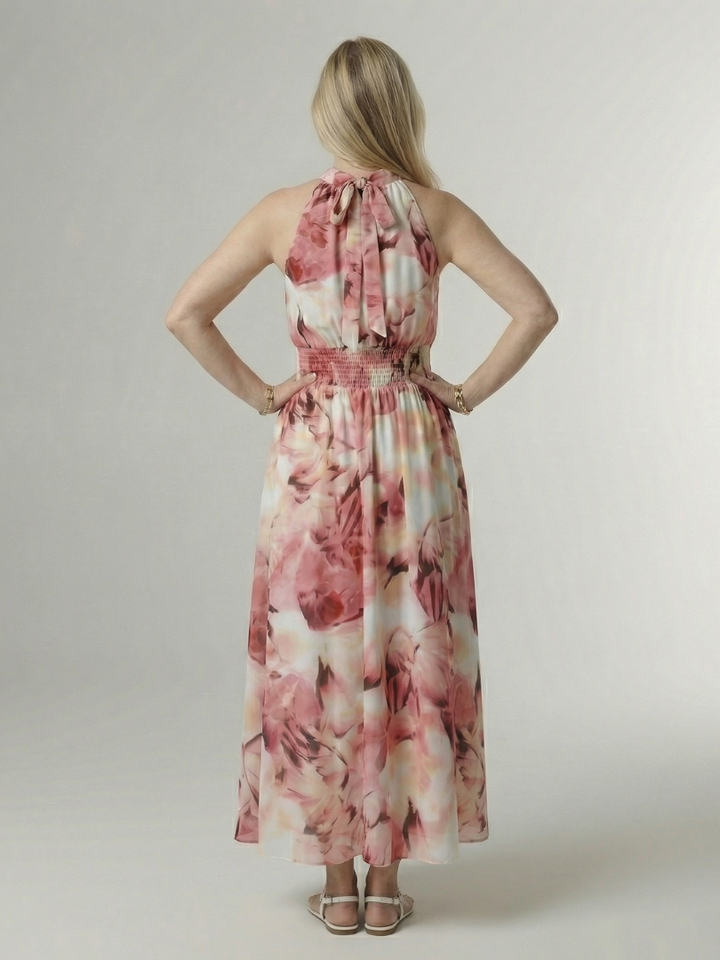 Alondra | Gathered Halter Midi Dress
