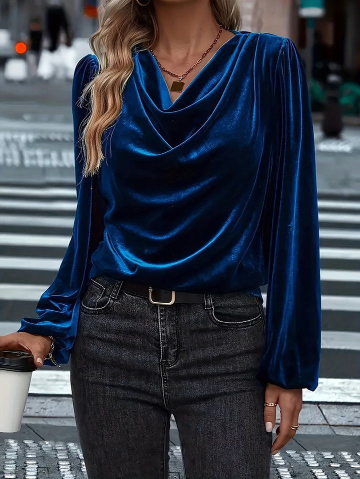 ADDISON | Luxe Velvet Drape-Neck Blouse