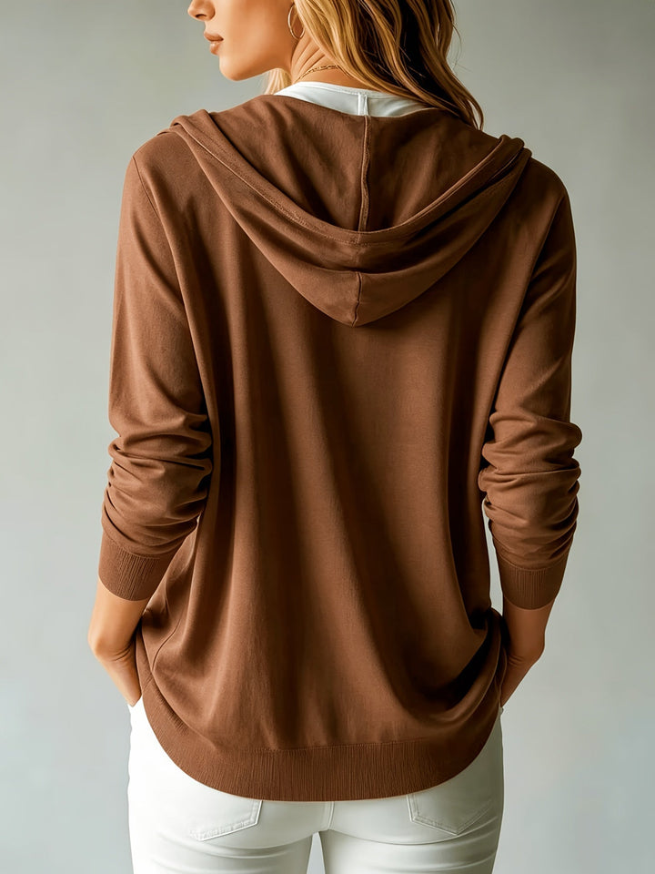 Camilla | Cappuccino Hooded Cardigan with Buttons