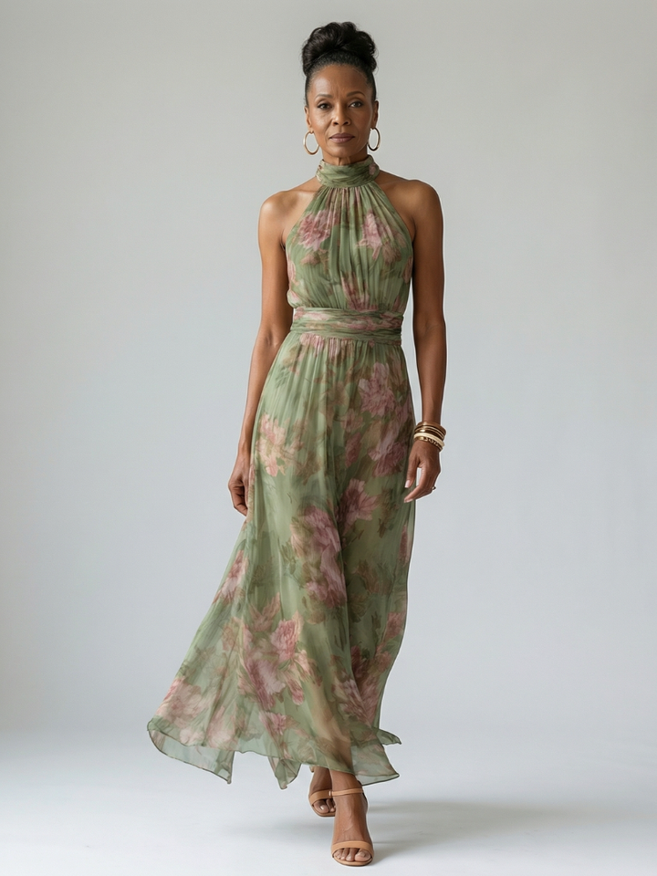 Bellthorne | Gathered Halter Midi Dress