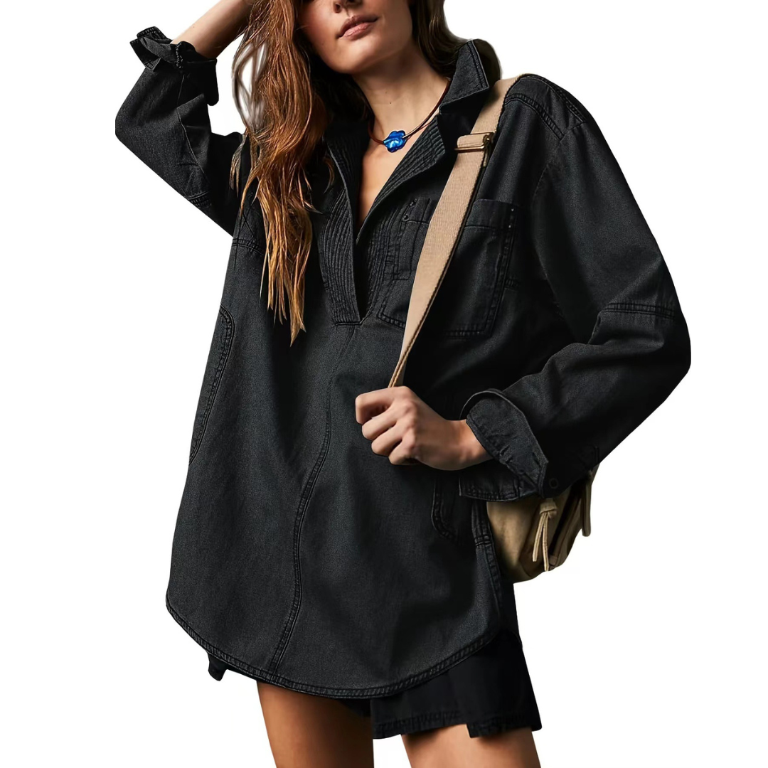 Riley | Chic V-Neck Denim Tunic Top