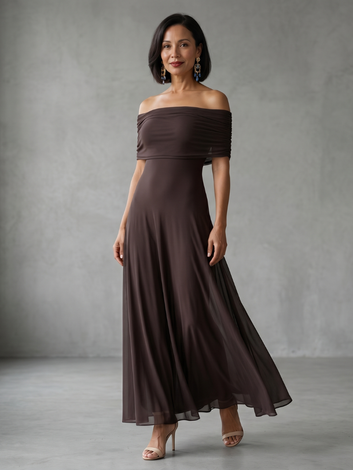 Bellthorne | Off Shoulder Draped Midi Dress