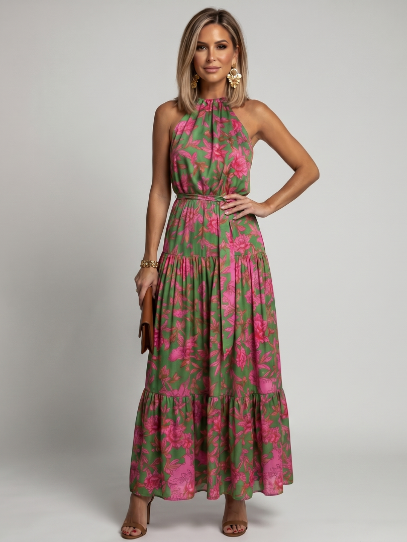 Bellthorne | Draped Halter Midi Dress