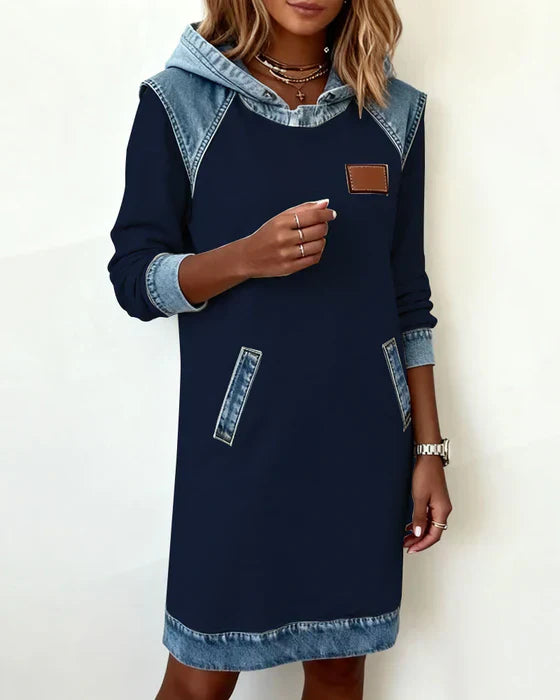 Natalie | Cozy Contrast Hooded Dress