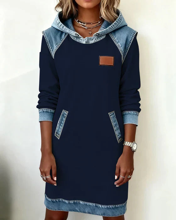Natalie | Cozy Contrast Hooded Dress