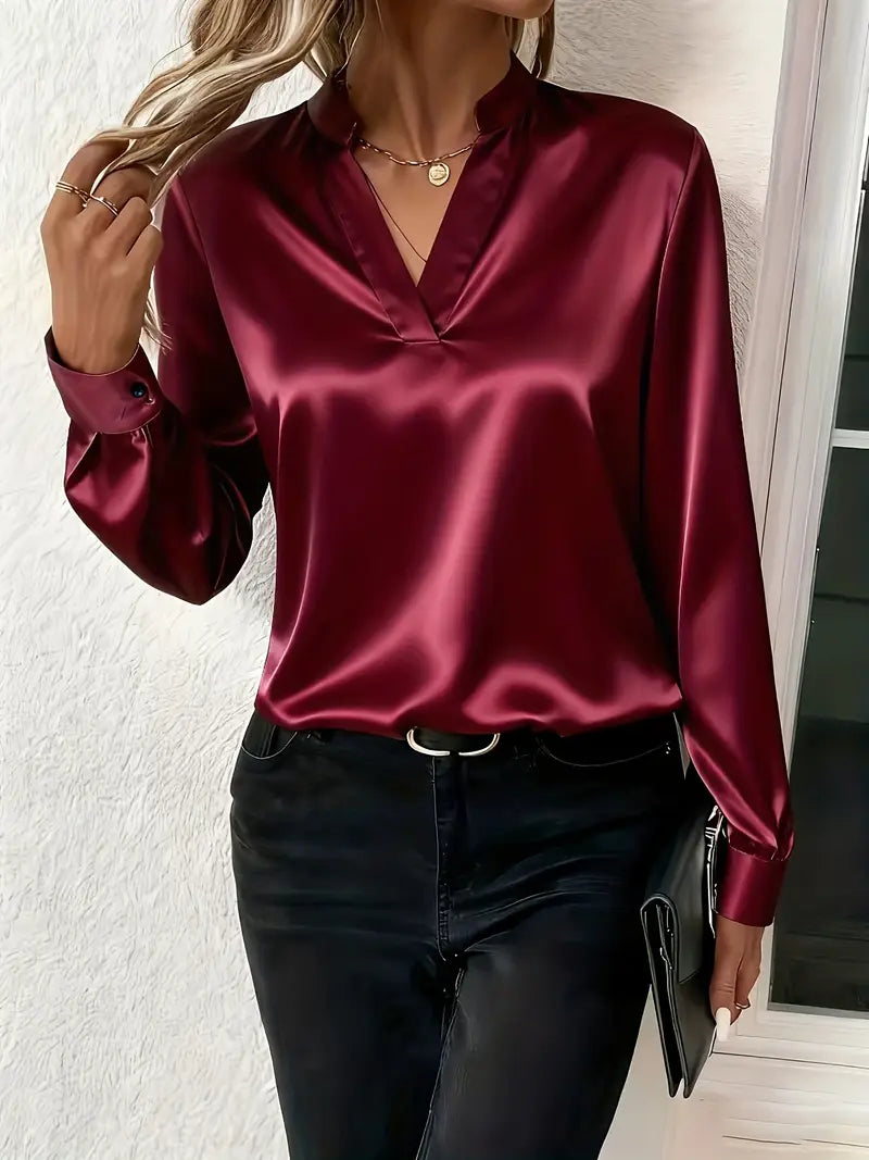 ALISON | Effortless Shine V-Neck Blouse