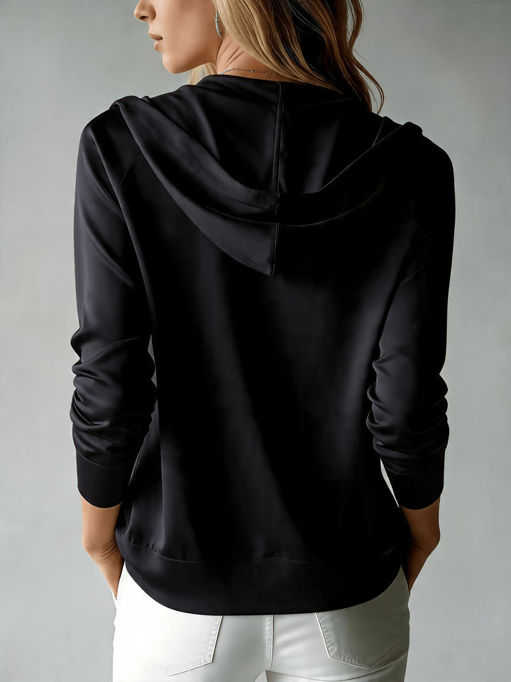 Noemi | Black Hooded Cardigan with Buttons