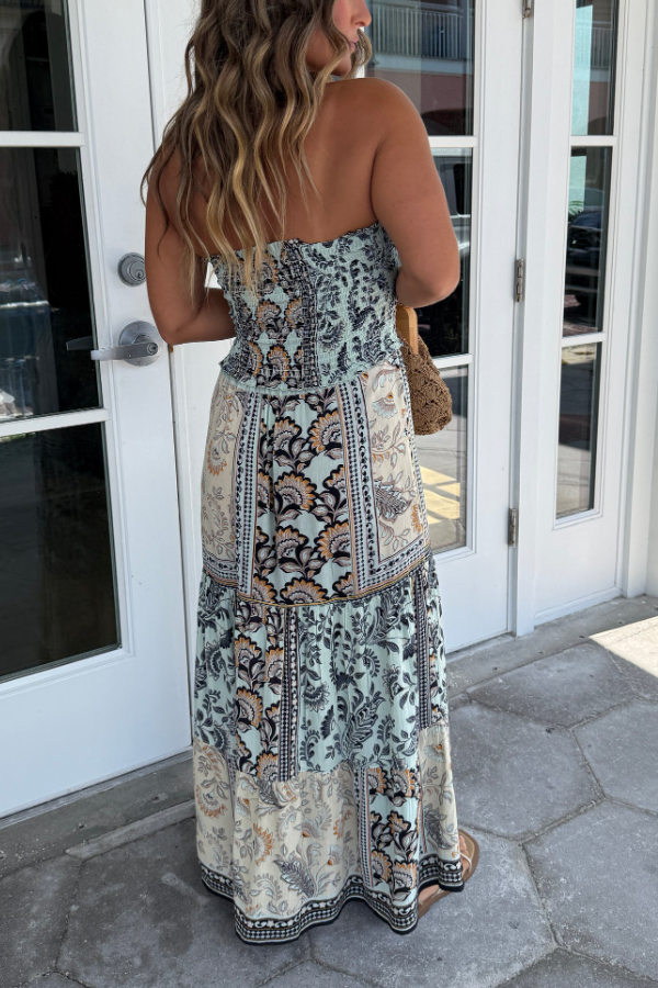 LYDIA | Boho Tile Print Maxi Dress