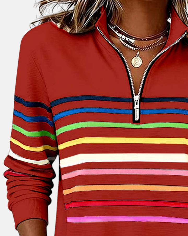 AMY | Striped Half-Zip Pullover