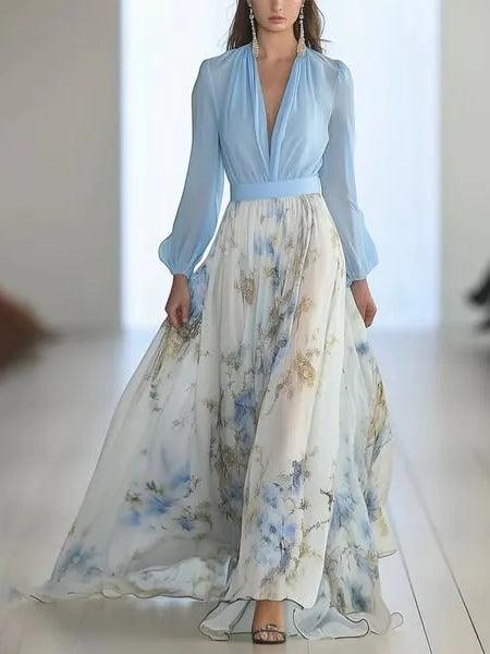 Madeleine | Stunning Floral Print V-Neck Maxi Dress