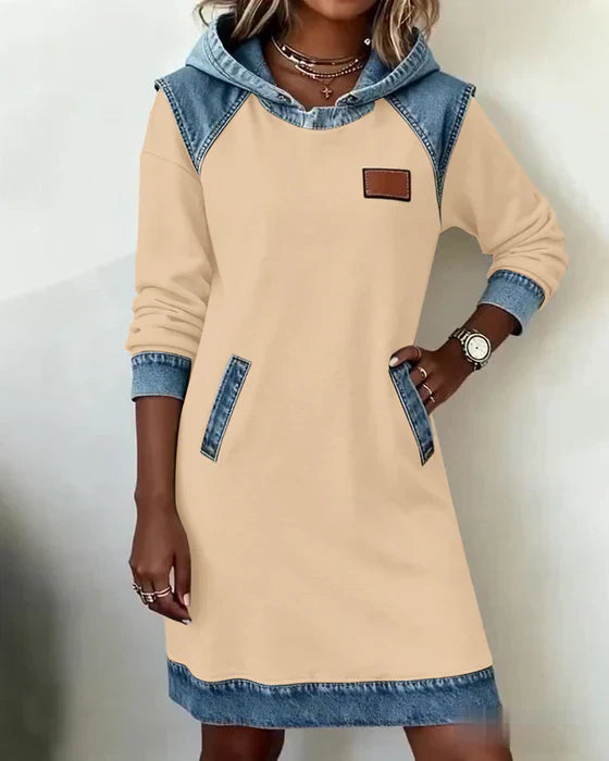 Natalie | Cozy Contrast Hooded Dress