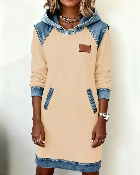 Natalie | Cozy Contrast Hooded Dress