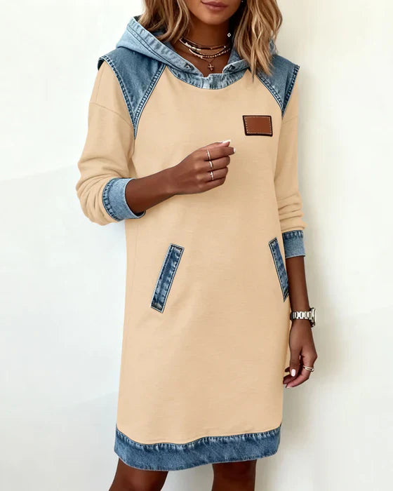 Natalie | Cozy Contrast Hooded Dress