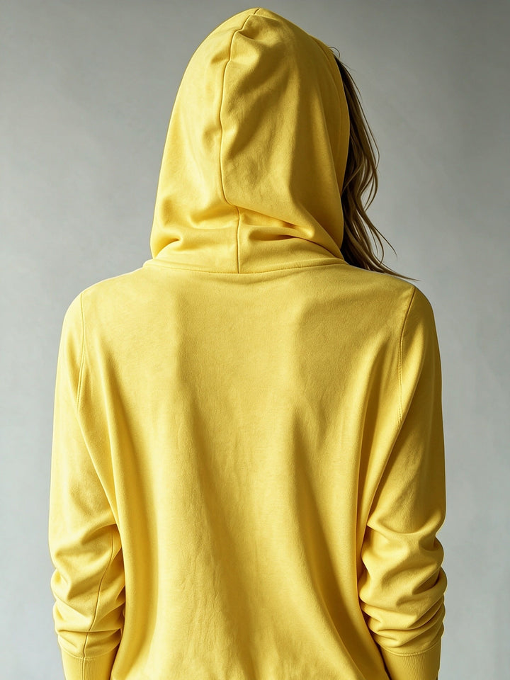 Simona | Mustard Hooded Cardigan with Button Closure