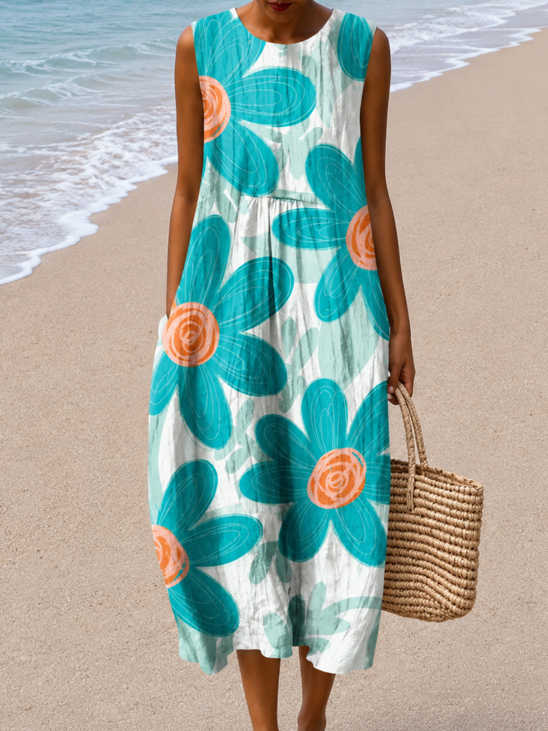 Penelope - Women’s Sleeveless Relaxed Fit Midi Dress