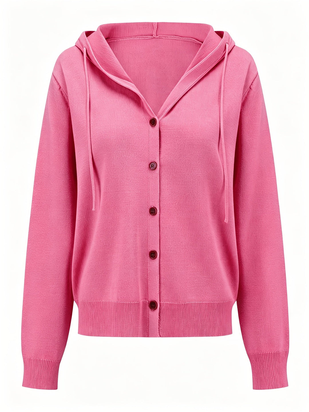 Rosanna | Pink Hooded Cardigan with Button Closure
