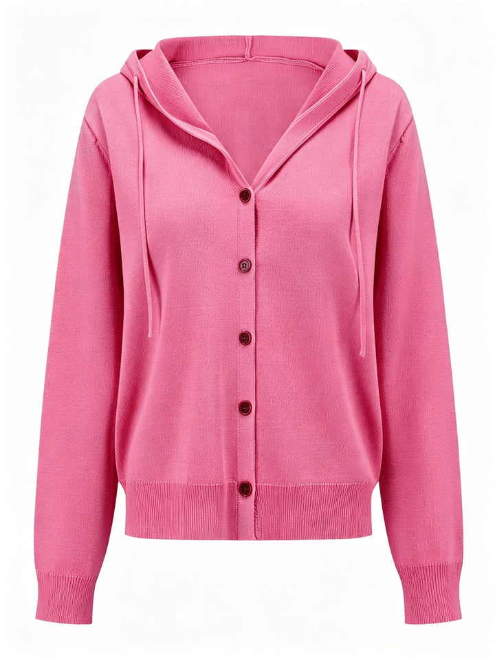 Rosanna | Pink Hooded Cardigan with Button Closure