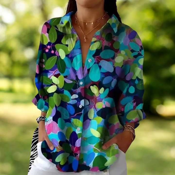 ASHLEY | Vibrant Artistic Button-Up Blouse
