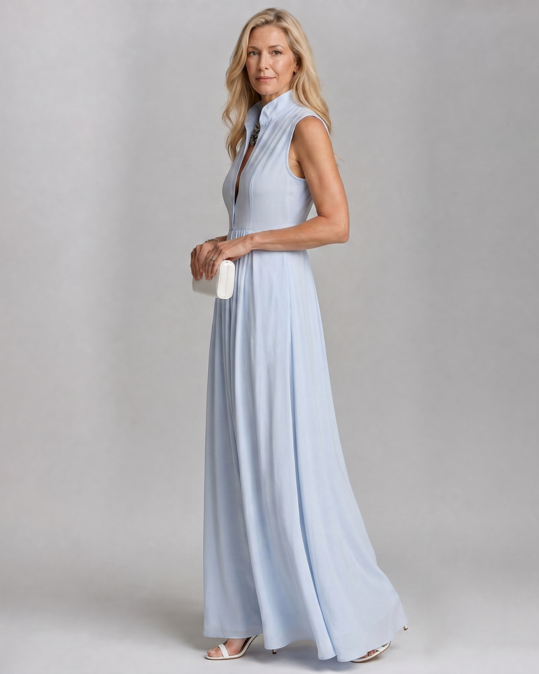 Daniela | Sleeveless Collared Flowing Maxi Dress