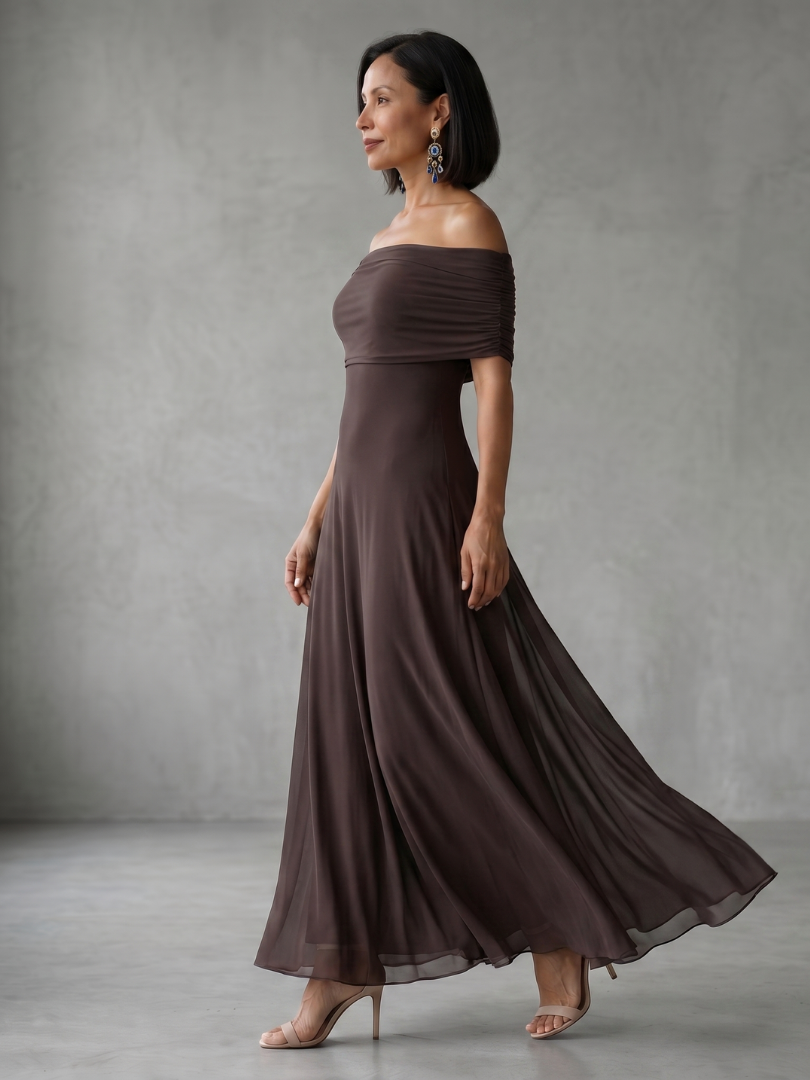 Bellthorne | Off Shoulder Draped Midi Dress