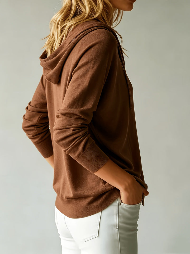 Camilla | Cappuccino Hooded Cardigan with Buttons