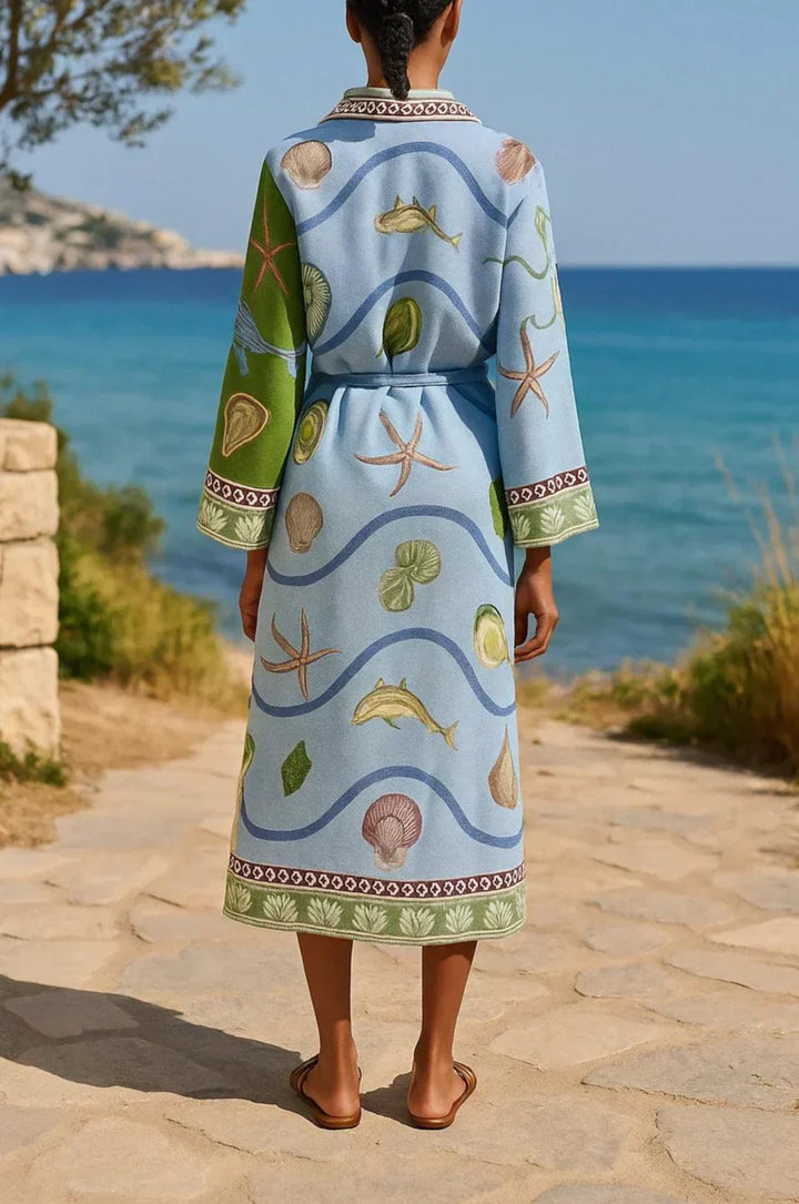 Sandra | Belted Printed Twill Midi Shirt Dress