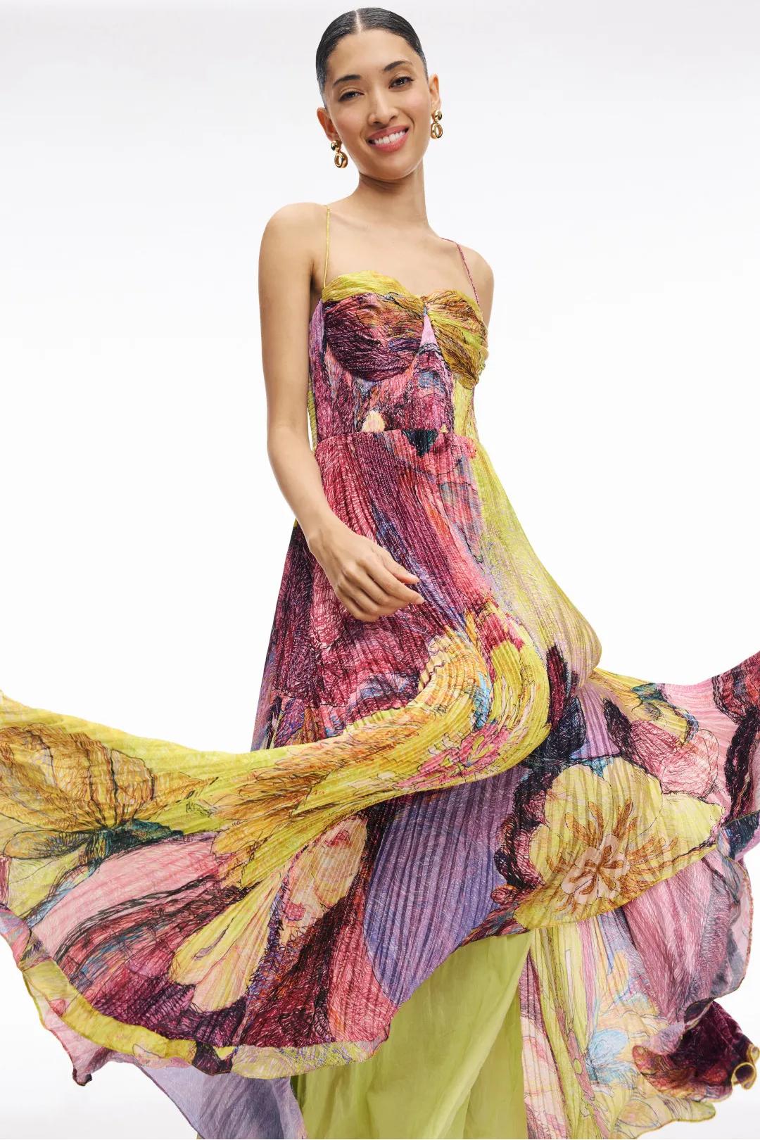 HALLIE | Multicolored Ikat Print Maxi Dress