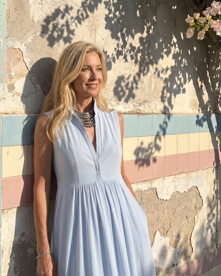 Daniela | Sleeveless Collared Flowing Maxi Dress