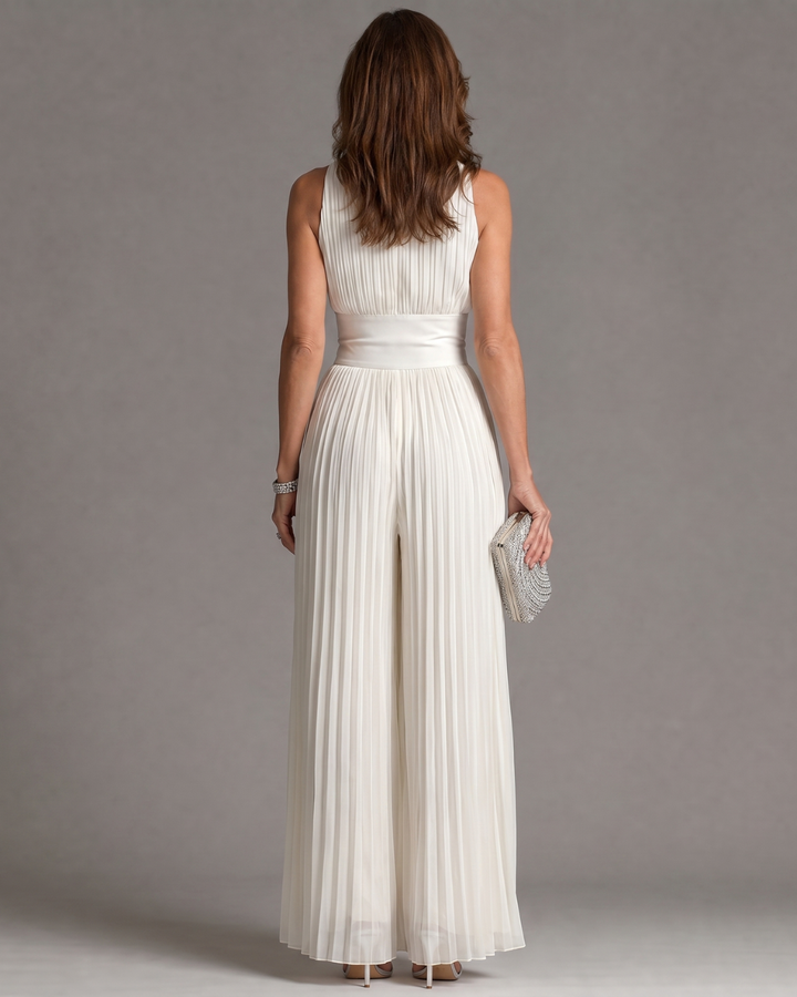 Georgia | Pleated Halter Neck Wide Leg Jumpsuit