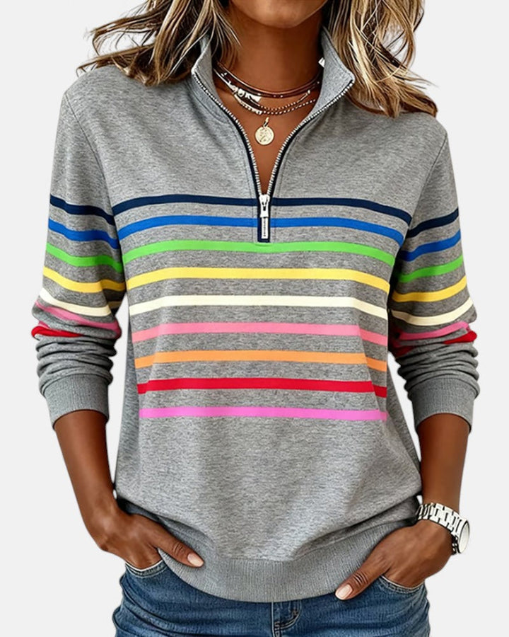 AMY | Striped Half-Zip Pullover