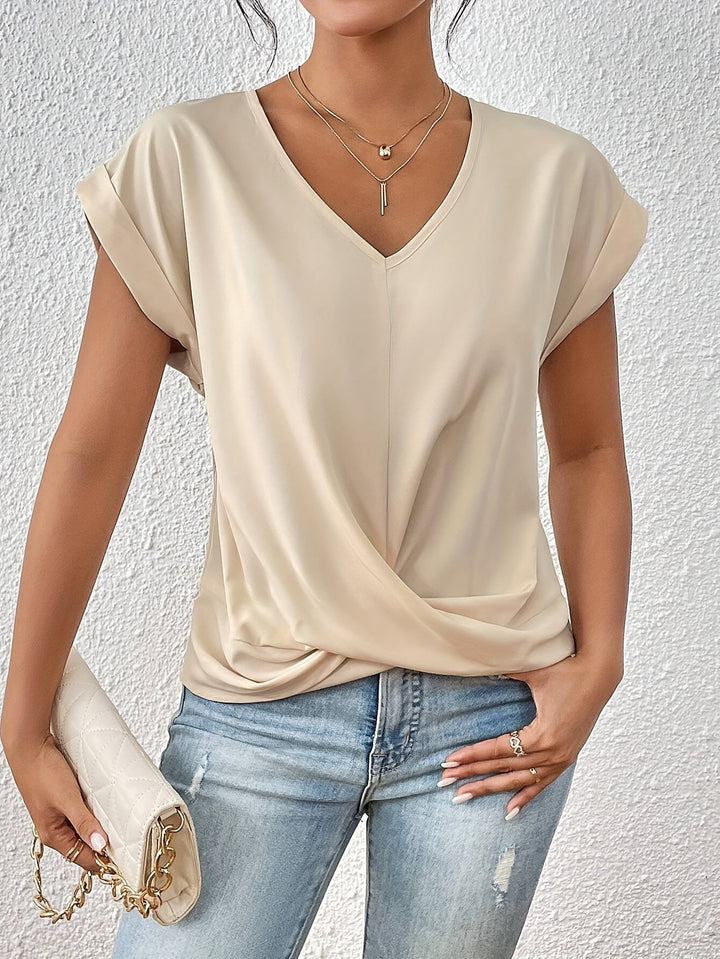ANDREA | Relaxed V-Neck Twist Top