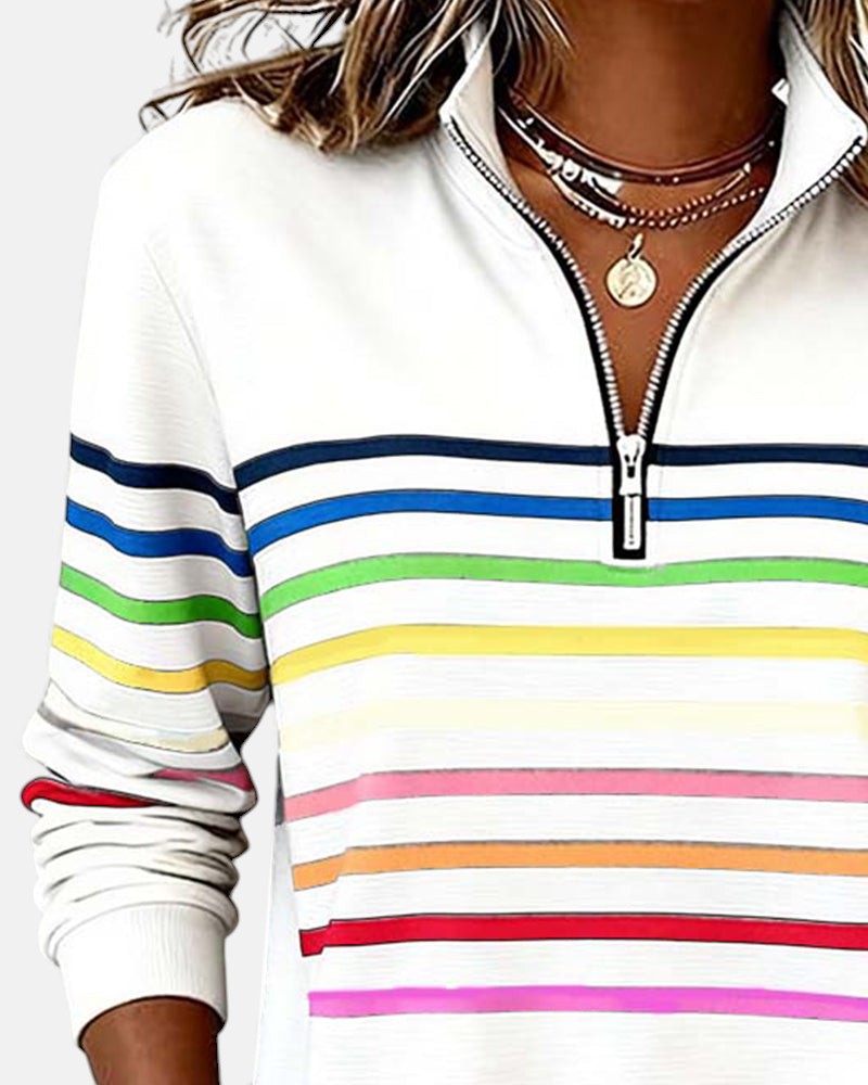 AMY | Striped Half-Zip Pullover